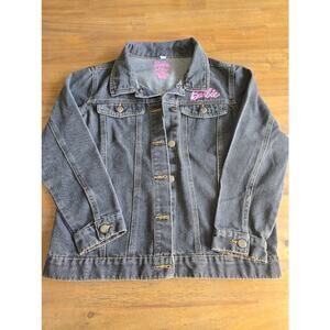Barbie Jean Jacket Youth XL 14-16 Black Denim Strong Girls Make Waves